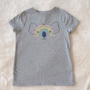 Cat & Jack Toddler Shirt Graphics Koala Bear Short Sleeve Sz XS 4/5 Heather Gray
